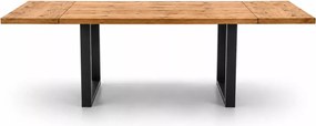 Stół rozkładany Peri 160-250x90 cm z naturalnej okleiny w odcieniu drewna na czarnych metalowych nogach