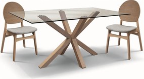 Stół z przezroczystego szkła i naturalnego drewna, 160x90 cm - SILVER LAKE