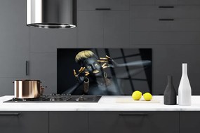 Panel Szklany do Kuchni Artystyczny Portret Kolorem Malowany