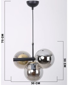 Czarno-szara lampa wisząca ze szklanym kloszem ø 15 cm Cascade – Squid Lighting