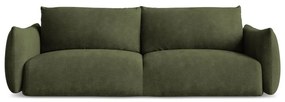 Zielona rozkładana sofa z tkaniny szenilowej 230 cm Leila – Makamii