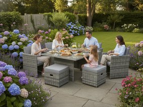 Meble ogrodowe z technorattanu z otwieranymi pufami DELIZIOSO