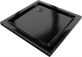 Mexen Flat brodzik kwadratowy slim 70 x 70 cm, czarny, syfon czarny - 40707070B