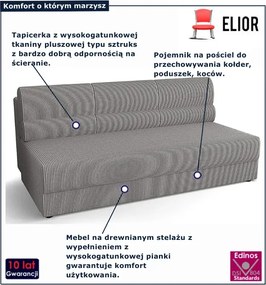 Szara sztruksowa sofa rozkładana L0-K59