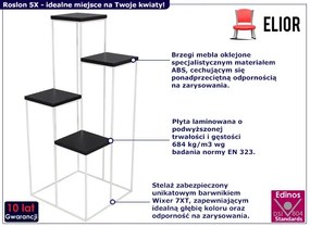 Nowoczesny stojak na kwiaty do salonu biały + czarny - Roslon 5X