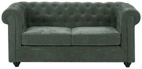 Kanapa 2-osobowa z zielonej tkaniny CHESTERFIELD