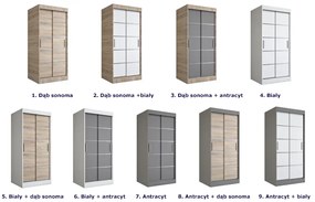Przesuwna szafa w kolorze biały + antracyt Sosna