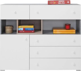 Komoda GALIA 110 cm do Salonu Sypialni 5 Szuflad Biały