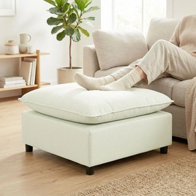 HOMCOM Puf nowoczesny z tkaniną i plastikowymi nogami, do salonu i sypialni, 75 cm, kremowobiały | Aosom PL