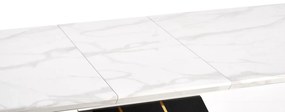 Stół rozkładany VINCENZO 160(200)x90 biały marmur/czarny/złoty HALMAR