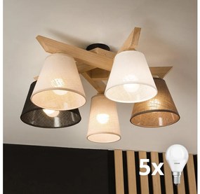 Brilagi - LED Żyrandol natynkowy ANTHONY 5xE14/40W/230V dąb