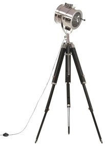 Czarna retro lampa podłogowa z drewna mango - EX192-Erfis