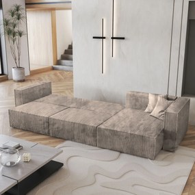Masseno Narożnik TOLMO z funkcją spania i pojemnikiem na pościel Narozniki L, Rozkładana sofa - Beżowy, POSO 02