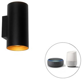 Inteligentna lampa ścienna czarna ze złotem 2-punktowa z WiFi GU10 - SabDesignerski Oswietlenie wewnetrzne