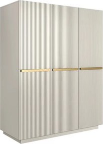 Szafa Nicole 150 cm z półkami i szufladami - kaszmir / złote uchwyty