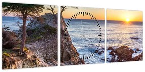 Obraz - Wybrzeże Pacyfiku (z zegarem) (90x30 cm)