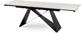 Stół Rozkładany Prostokątny VICTOR 160-240 cm Ceramiczny Biały Marmur/Czarny do Jadalni Nowoczesny Loft