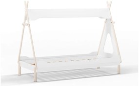 Białe łóżko dziecięce z litego drewna sosnowego w kształcie domku 90x190 cm Nora – Marckeric