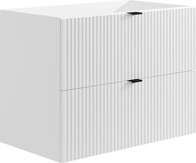 Szafka pod umywalkę wisząca ryflowana - Biały - szer. 80 cm - ZEVINI