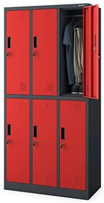 Szafka socjalna ubraniowa BHP 6-drzwiowa: IGOR, 900 x 1850 x 450 mm