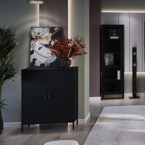 Czarna szafka z półkami na nóżkach metalowa VITO Modern 800 x 1015 x 400 mm