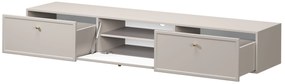 Szafka RTV wisząca Lorini 200 cm z szufladami - kaszmir / złote uchwyty