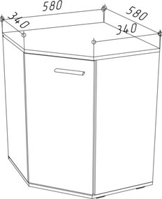 Komoda narożna z półkami grafit + dąb wotan E6-M74