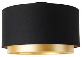 Nowoczesna lampa sufitowa czarna ze złotem 47 cm podwójny klosz - Combi Nowoczesny Oswietlenie wewnetrzne