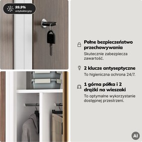 Szafka ubraniowa pracownicza czterokomorowa biała/orzech, 800x1800x500 mm: KACPER Eco Design