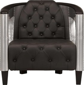 Fotel Skórzany w Stylu Lotniczym Czarny Wygodny i Solidny