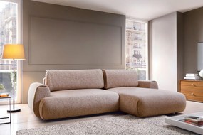 Melanżowa kanapa narożna z funkcją spania oberżyna R1-K71