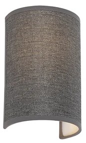 Nowoczesna lampa ścienna szara - Simple Drum Jute