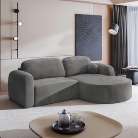 Masseno Narożnik AMILIA z funkcją spania i pojemnikiem na pościel Narozniki L, Rozkładana sofa - Szary, MONOLITH 85