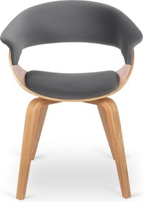 Krzesło Tapicerowane z Drewna Giętego GARY Dąb Złoty/Szare Nowoczesne Loft