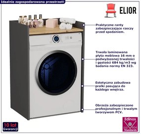 Łazienkowa szafka na pralkę antracyt + dąb artisan - Rubes
