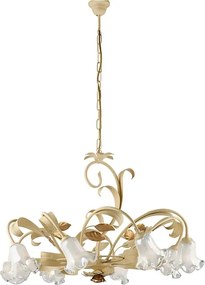 Żyrandol koszykowy z żeliwa lakierowanego na kolor kości słoniowej, 8 świateł, 112 Ø85 BL274-8-AV