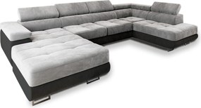 Masseno Narożnik CASONE z funkcją spania i pojemnikiem na pościel, Rozkładana sofa - Jasnoszary, MONOLITH 84 + MONOLITH 95