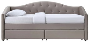Łóżko tapicerowane jednoosobowe 90x200 welurowe beżowe z szufladami ALOHA