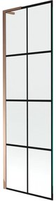 Mexen Next L parawan nawannowy 1-skrzydłowy 60 x 150 cm, czarna kratka, różowe złoto - 895-060-000-03-77-60