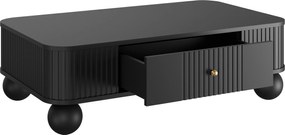 Stolik kawowy Vesper 103x60 cm z szufladą - czarny / złote uchwyty / nogi kule