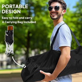 Outsunny Zestaw 2 szt. składanych krzeseł campingowych, fotel wędkarski z odpinanym podnóżkiem, uchwytem na napój, nośność 120 kg, Pomarańczowy | Aosom PL