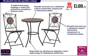 3-cz. ceramiczny, szaro-pomarańczowy zestaw mebli bistro – Ovez