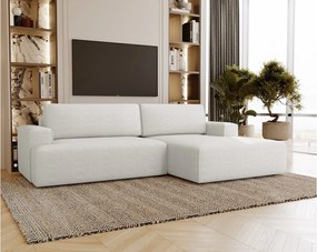 Emporius Boston narożnik rozkładany do salonu - sofa z funkcją spania, mały narożnik, pojemnik na pościel, prawostronny - narożnik kremowy (Memphis 1)