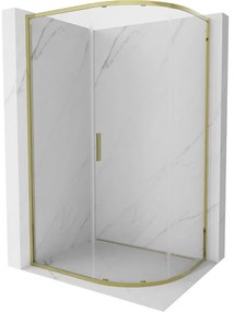 Mexen Exo kabina prysznicowa półokrągła asymetryczna rozsuwana 120 x 80 cm, transparent, złota - 8131-120-080-50-00