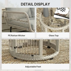 Outsunny Polyrattan Zestaw mebli ogrodowych 3-częściowy, zestaw wypoczynkowy z leżanką, sofą dwuosobową i szklanym stolikiem | Aosom PL