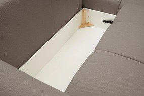 Masseno Narożnik MODA z funkcją spania i pojemnikiem na pościel Narozniki L, Rozkładana sofa - Brązowy, NORDIC MOKA