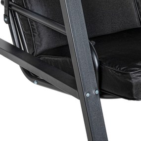 Outsunny Huśtawka Hollywood, 2-osobowa Ogrodowa z Regulowanym Dachem, do 220 kg, 145 x 116 x 172 cm, Czarna