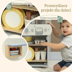 AIYAPLAY Zestaw kuchni ze zlewem, 32 elementy akcesoriów, MDF, dla dzieci od 3 lat, jasnoniebieska