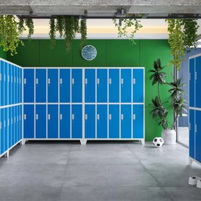 Szafa BHP ubraniowa 10-drzwiowa szaro-niebieska: BARTEK, 1360 x 1720 x 450 mm