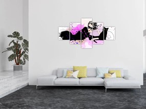 Obraz - Kobieta z czarnym kotem (125x70 cm)